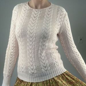 VTG 50's 60's Light Pink Open Loose Knit Pullover Knit Sweater Romantic XS/S